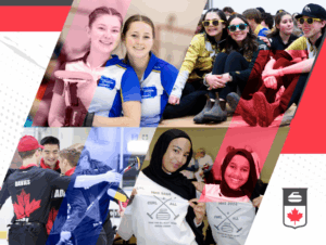 Curling Canada Scholarships graphic that is a collage of young curlers