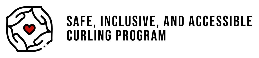 Safe, Inclusive, and Accessible Curling Program Logo - hands joined together with heart in the middle