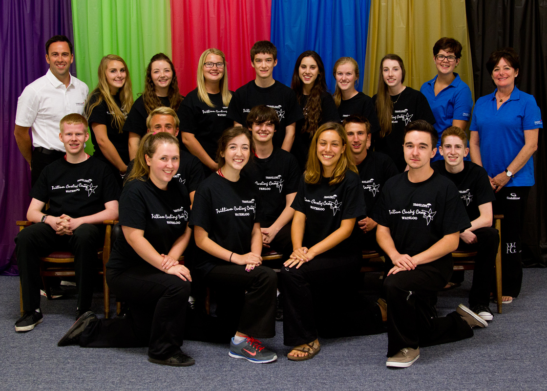Trillium curling camp youth posing for a group photo