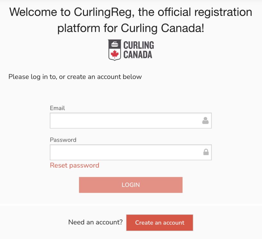 curling reg create an account
