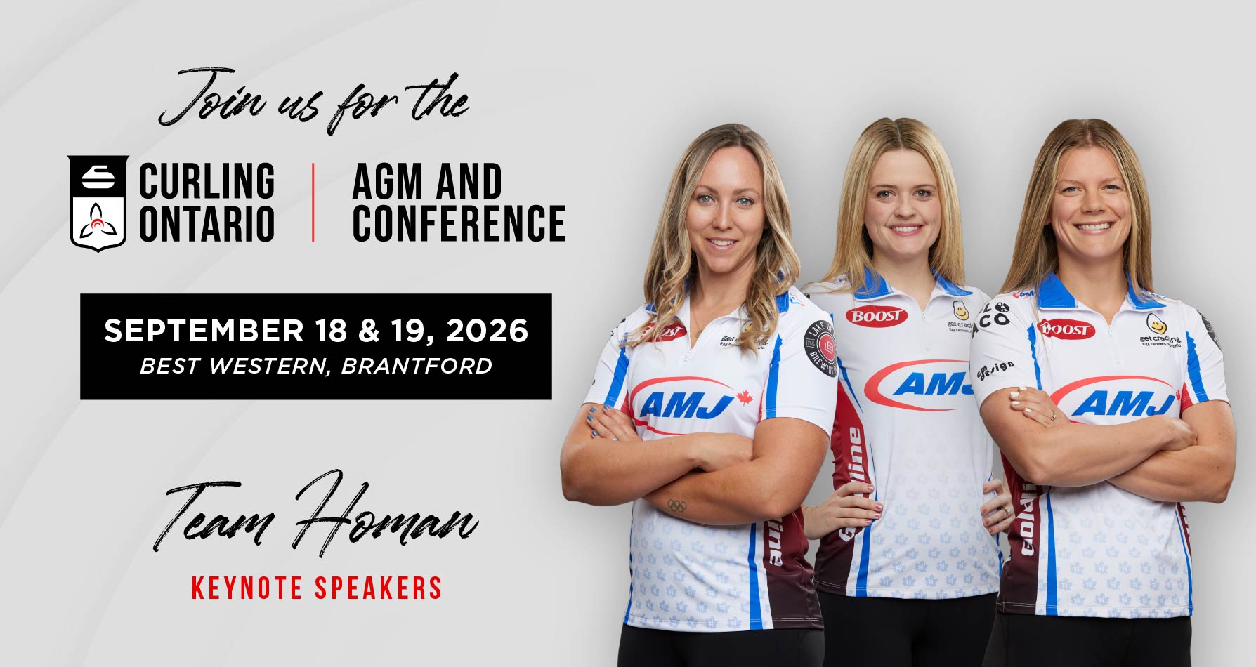 Curling Ontario AGM And conference with members of team homan in their AMJ uniforms