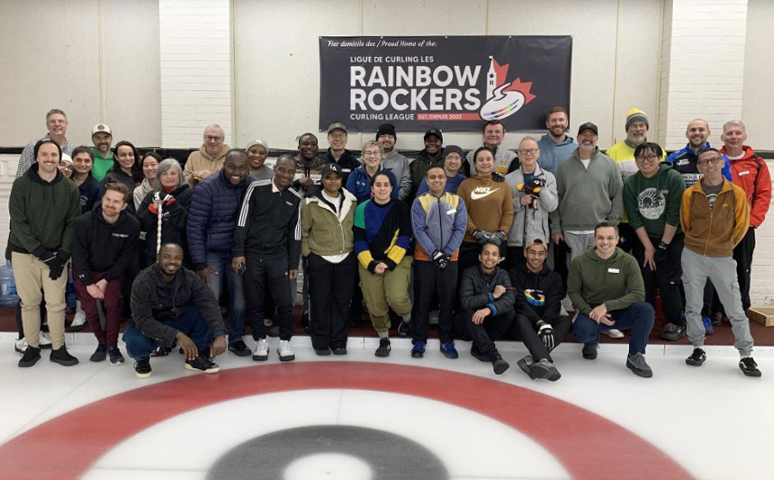 Rainbow Rocker’s Try Curling event with Capital Rainbow Refuge at the Ottawa Curling Club in April 2026.