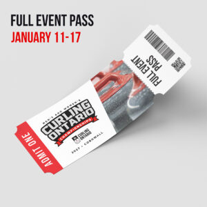 Image of a paper ticket with Admit One on the left edge and Full Event Pass on the right edge.