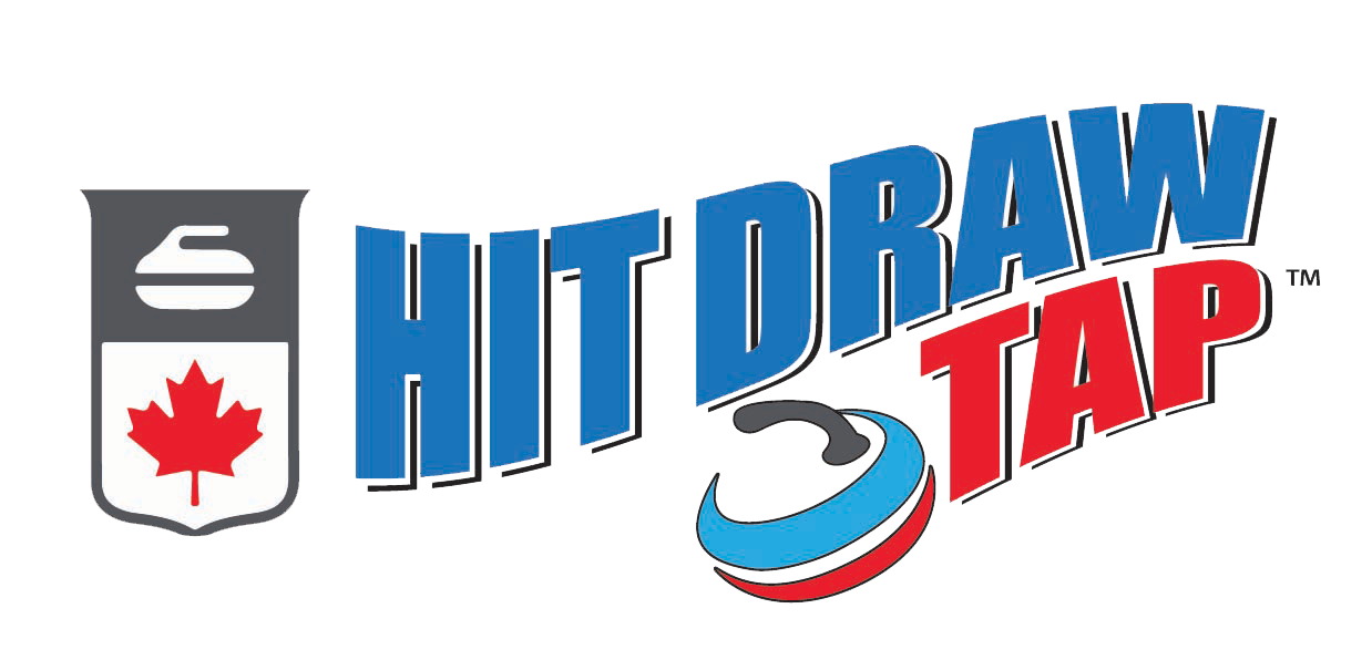 Hit Draw Tap Logo with Curling Canada Shield to the left of the logo