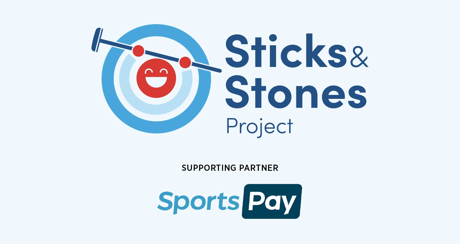 Sticks & Stones Project logo with supporting partner SportsPay